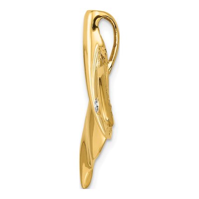 14K Yellow Gold Diamond Whale Tail Slide Pendant – view 3