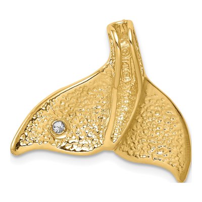 14K Yellow Gold Diamond Whale Tail Slide Pendant – view 4