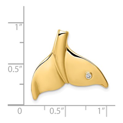 14K Yellow Gold Diamond Whale Tail Slide Pendant – view 5