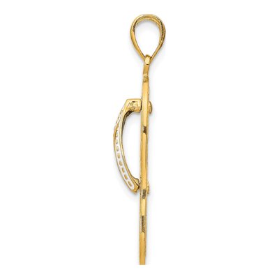 14K Yellow Gold Green Enamel Flip Flop Turtle Pendant – view 3