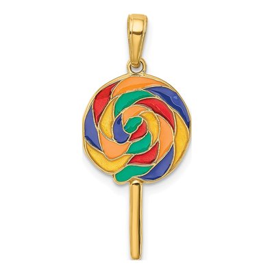 14K Yellow Gold 3-D Enamel Lollipop Pendant – view 4