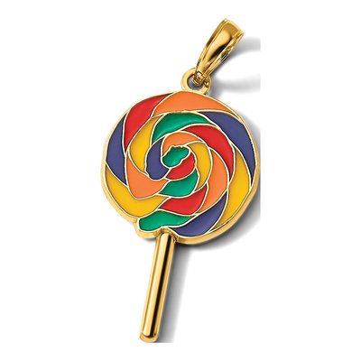 14K Yellow Gold 3-D Enamel Lollipop Pendant – view 6