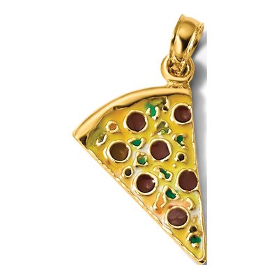 14K Yellow Gold Enameled Pizza Slice Pendant – view 6