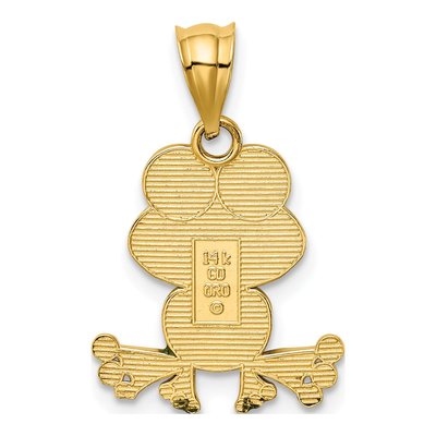 14K Yellow Gold Green Enamel Frog Pendant – view 4