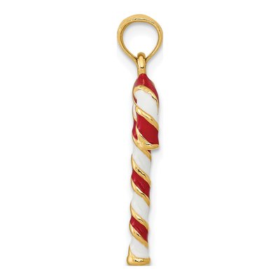 14K Yellow Gold Enameled Candy Cane Charm – view 3