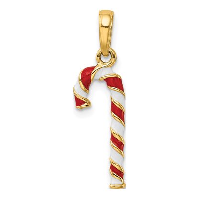 14K Yellow Gold Enameled Candy Cane Charm – view 4