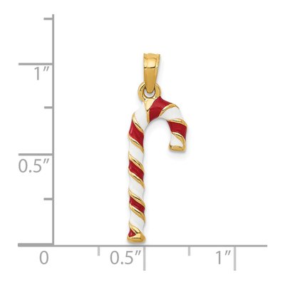 14K Yellow Gold Enameled Candy Cane Charm – view 5