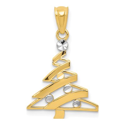 14K Yellow Gold Christmas Tree Pendant