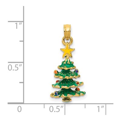 14K Yellow Gold 3-D Enameled Christmas Tree Pendant – view 5