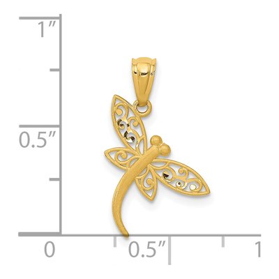 14K Yellow Gold Diamond-Cut Dragonfly Pendant – view 5