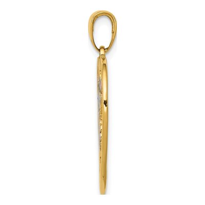 14K Yellow Gold Enamel Hummingbird Heart Pendant – view 3
