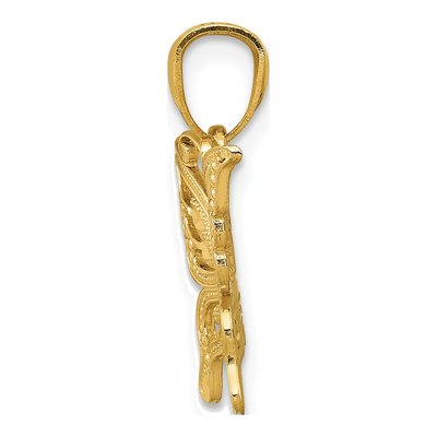 14K Yellow Gold Diamond-Cut Butterfly Pendant – view 3