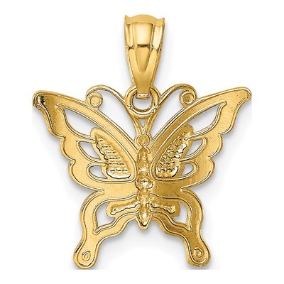14K Yellow Gold Diamond-Cut Butterfly Pendant – view 4