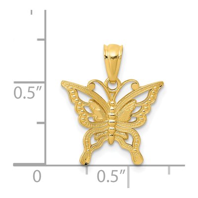14K Yellow Gold Diamond-Cut Butterfly Pendant – view 5
