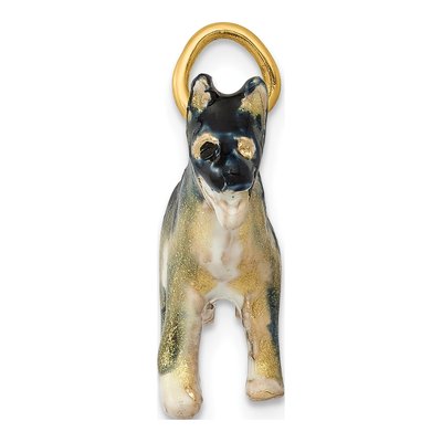 14K Yellow Gold 3D Enameled German Shepherd Charm – view 3