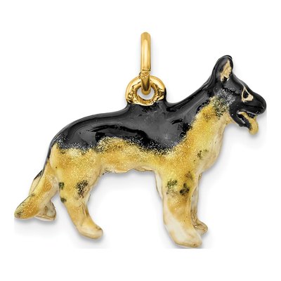 14K Yellow Gold 3D Enameled German Shepherd Charm – view 4