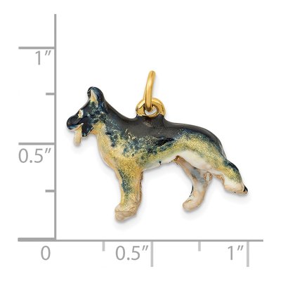 14K Yellow Gold 3D Enameled German Shepherd Charm – view 5