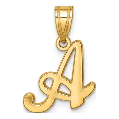 14K Yellow Gold Script Letter A Pendant