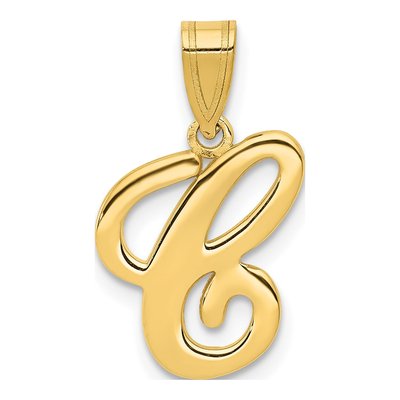 14K Yellow Gold Script Letter C Pendant