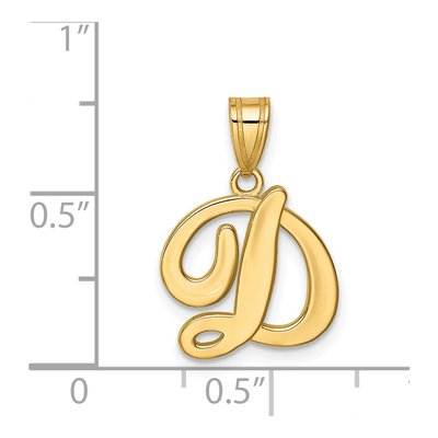 14K Yellow Gold Script Letter D Pendant – view 4