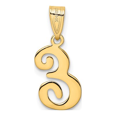 14K Yellow Gold Script Letter E Pendant – view 4