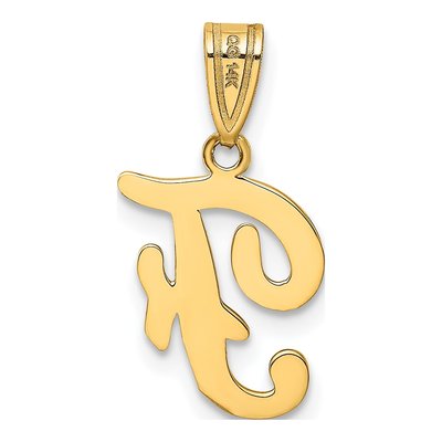 14K Yellow Gold Script Letter F Pendant – view 4