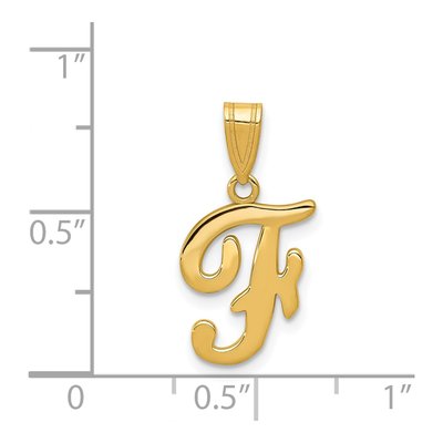 14K Yellow Gold Script Letter F Pendant – view 5