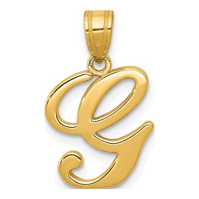 14K Yellow Gold Script Letter G Pendant