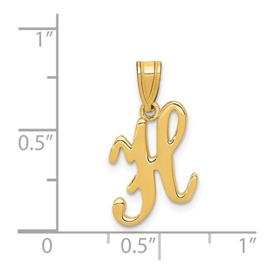 14K Yellow Gold Script Letter H Pendant – view 5
