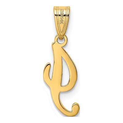 14K Yellow Gold Script Letter I Initial Pendant – view 4