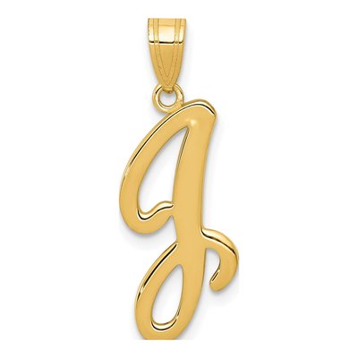 14K Yellow Gold Script Letter J Pendant