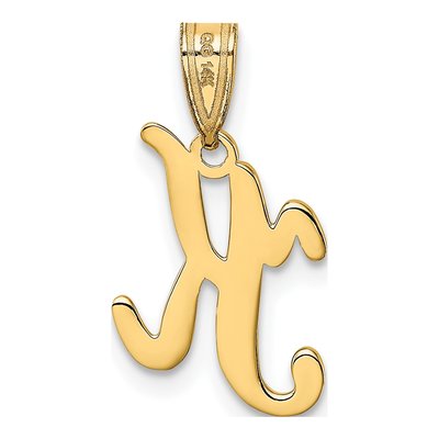 14K Yellow Gold Script Letter K Pendant – view 4