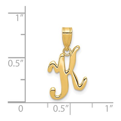 14K Yellow Gold Script Letter K Pendant – view 5
