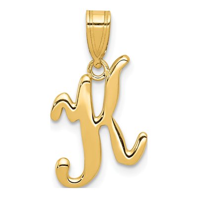 14K Yellow Gold Script Letter K Pendant