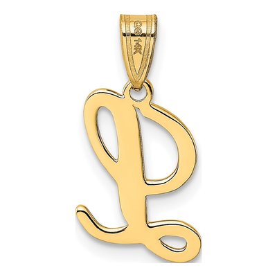 14K Yellow Gold Script Letter L Pendant – view 4