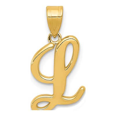 14K Yellow Gold Script Letter L Pendant