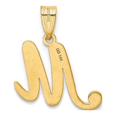 14K Yellow Gold Script Letter M Pendant – view 4
