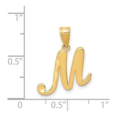 14K Yellow Gold Script Letter M Pendant – view 5