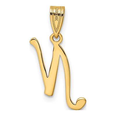 14K Yellow Gold Script Letter N Pendant – view 4