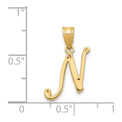 14K Yellow Gold Script Letter N Pendant – view 5
