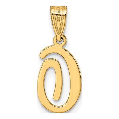 14K Yellow Gold Script Letter O Pendant – view 4