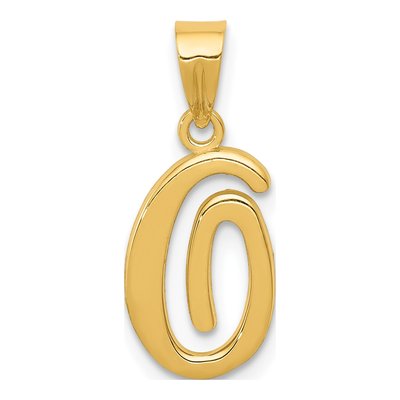 14K Yellow Gold Script Letter O Pendant