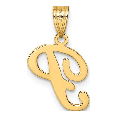 14K Yellow Gold Script Letter P Pendant – view 4