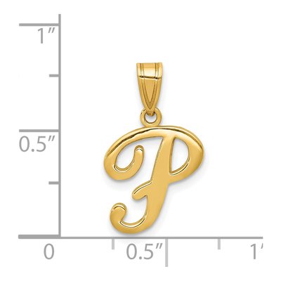 14K Yellow Gold Script Letter P Pendant – view 5