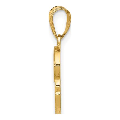 14K Yellow Gold Script Letter R Pendant – view 3