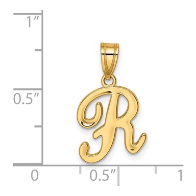 14K Yellow Gold Script Letter R Pendant – view 4