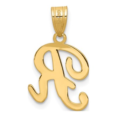 14K Yellow Gold Script Letter R Pendant – view 5