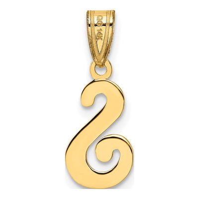 14K Yellow Gold Script Letter S Pendant – view 4