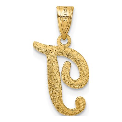 14K Yellow Gold Script Letter T Pendant – view 4