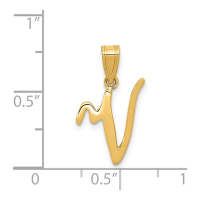 14K Yellow Gold Script Letter V Pendant – view 5